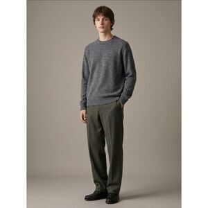 Uniqlo Men Heather Charcoal Gray 100% Cashmere Crewneck Sweater